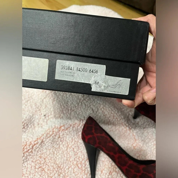 Saint Laurent red Leopard Print Pointed Pumps - Rare Luxury Statement Heels - Picture 12 of 13